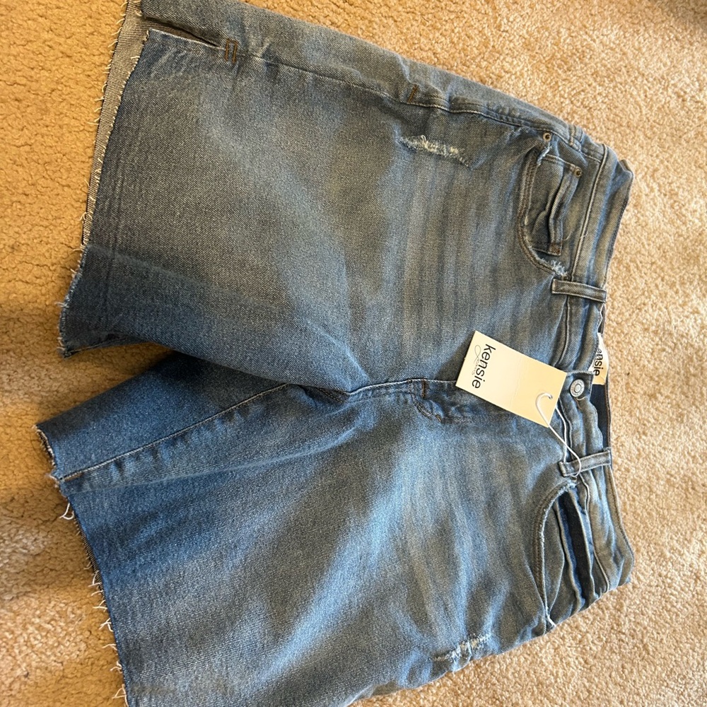 Kensie Blue Jean Shorts with Frayed Hem